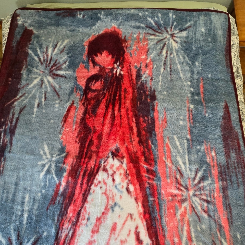 Vintage DeGrazia Throw Blanket Navajo Madonna Blue Red 56x78 Ibena West Germany